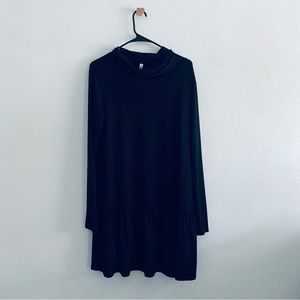 MTS black ruffle turtleneck dress